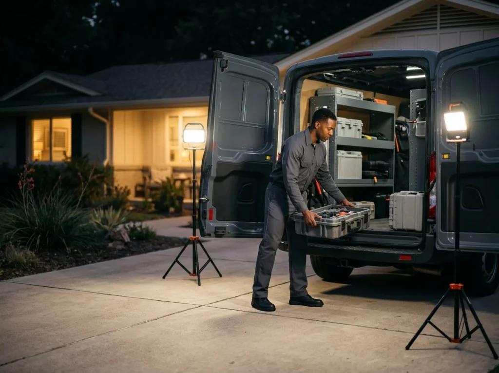 A Sable van on an evening call